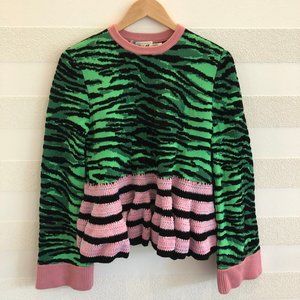 Kenzo x H&M Green and Pink Tiger Crochet Sweater